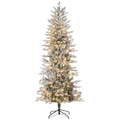 Hivvago 7.5ft Tall Prelit Artificial Christmas Tree Holiday Dãcor With 850 Snow Flocked Branches In Brown