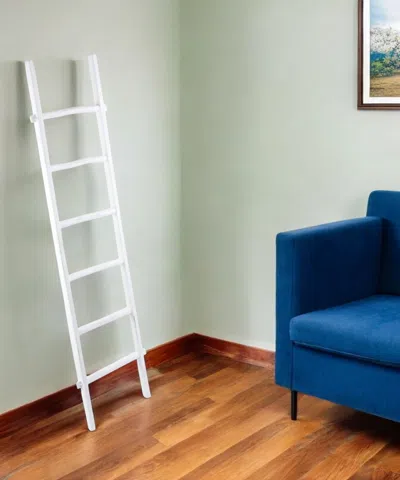 Hivvago 76" White Six Step Solid Wood Decorative Ladder