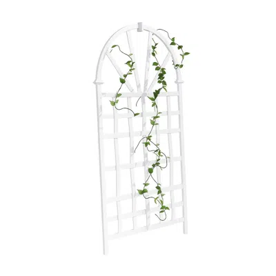 Hivvago 77-inch Outdoor White Vinyl Lattice Garden Trellis With Arched Top