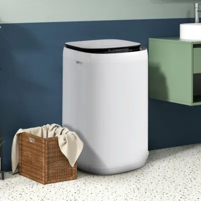 Hivvago 7.7 Lbs Full-automatic Washing Machine With 10 Washing Programs-white
