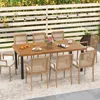 Hivvago 79" Acacia Wood Dining Table 8-person Patio Table With 1.9" Umbrella Hole And Adjustable Foot Pads