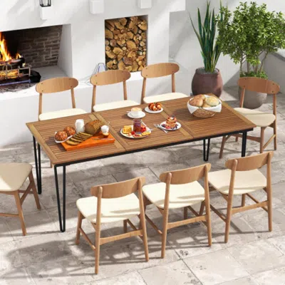 Hivvago 79 Inch 8-person Outdoor Dining Table With 1.9 Inch Umbrella Hole In Brown