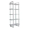 Hivvago 79 Inch Bookcase, Metal Frame, Tempered Glass Shelves, Polished, Silver