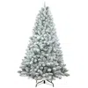 Hivvago 6ft Flocked Christmas Tree With Pine Cones Snowy Pvc Artificial Holiday Tree In Gray