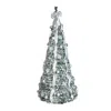 Hivvago 7ft Flocked Pop-up Christmas Tree With 200 Warm White Ul Lights Pre-decorated With Ornaments In Silver