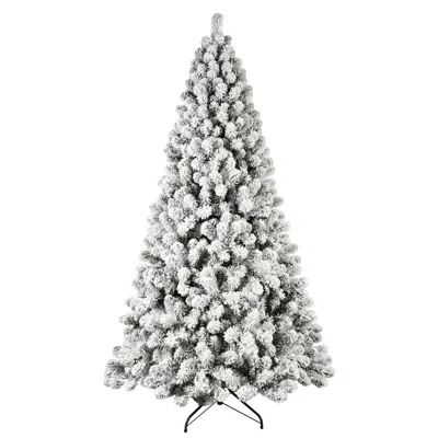 Hivvago 7ft Flocked Pre-lit Christmas Tree With 400 Ul Warm White Lights In Silver