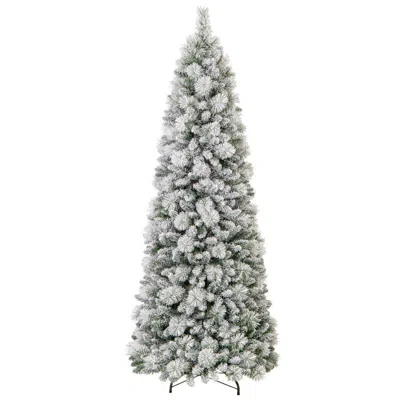 Hivvago 7ft Pre-lit Artificial Christmas Tree With Pine Needles, 350 Led Lights & Flocked Snow Branches, Hin In Multi