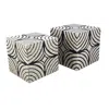 Hivvago 8, 7 Inch Storage Box Set Of 2, Wood Frame, Black And White Trellis In Neutral