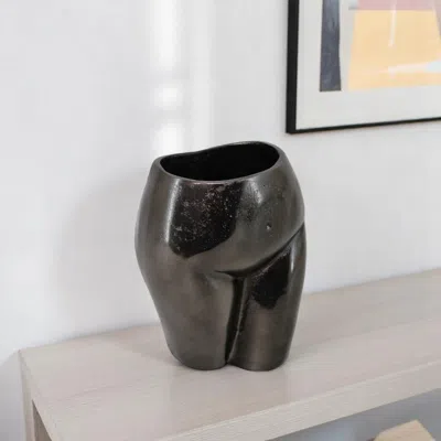 Hivvago 8" Antiqued Bronze Cast Aluminum Female Form Table Vase In Black