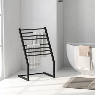 Hivvago 8 Bars Freestanding Wall Mounted Towel Warmer Rack With Led Display-black