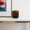 Hivvago 8" Beige Brown And Black Animal Print Round Glass Table Vase In Brown