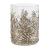 Hivvago 8" Brown And Clear Botanical Leaf Glass Tabletop Pillar Candle Holder In Gold