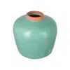 Hivvago 8" Brown Round Ceramic Table Vase In Blue