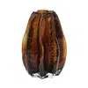 Hivvago 8" Burnt Umber Wavy Glass Table Vase In Brown