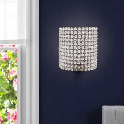 Hivvago 8" Clear And Silver Bejeweled Crystal Wall Sconce Candle Holder In Gray