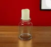 Hivvago 8" Clear Glass Centerpiece Pillar Candle Holder With Candle In Transparent
