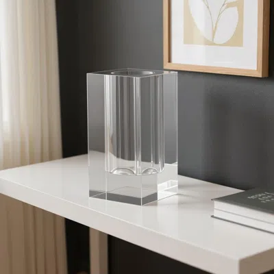 Hivvago 8" Clear Square Glass Table Vase In Transparent
