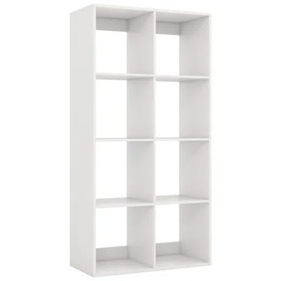 Hivvago 8 Cube Bookshelf With Back Guardrail For Living Room Bedroom-white