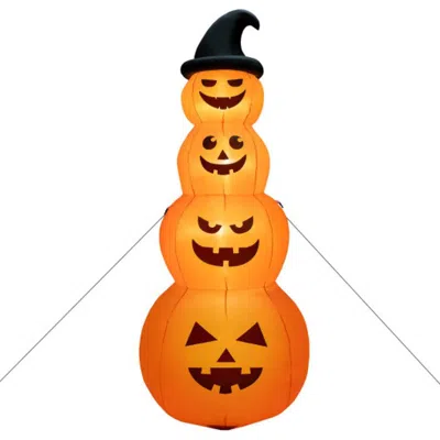 Hivvago 8 Feet Inflatable Halloween Pumpkins Stack With Built-in Led Lights