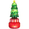 Hivvago 8 Feet Inflatable Rotating Xmas Tree With Built-in Led Lights And Water Bags