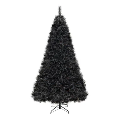 Hivvago 8 Ft Black Halloween Christmas Tree With Cool White Led Lights In Green