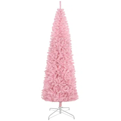 Hivvago 8 Ft Tall Unlit Slim Douglas Fir Artificial Christmas Tree With 1168 Realistic Branch Tips In Pink