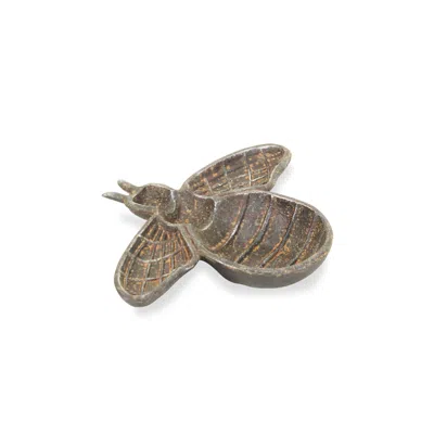 Hivvago 8" Gray Bumble Bee Metal Handmade Tray In Metallic