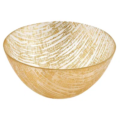 Hivvago 8 Hand Crafted Glass Gold Accent Salad Or Serving Bowl