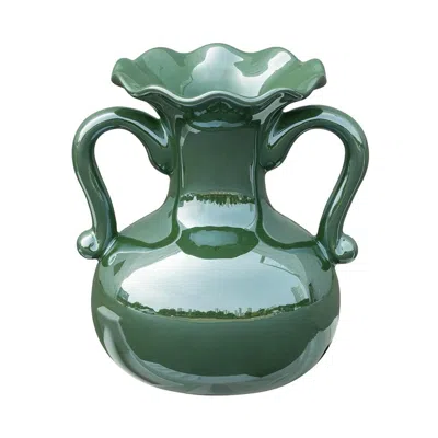 Hivvago 8" Hunter Green Amphora Ceramic Table Vase With Does Not Apply