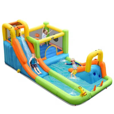 Hivvago 8 In 1 Inflatable Water Slide Park Bounce House Without Blower In Multi