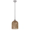 Hivvago 8 Inch Dia. Pendant Ceiling Light Fixture, Rope Woven Shade, Brown, Chrome