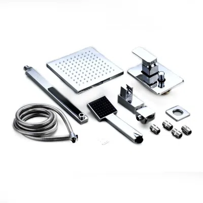 Hivvago 8 Inch Led Rainfall Shower Head Arm Control Valve Handspray Shower Faucet Set In Silver