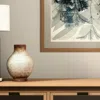 Hivvago 8" Ivory And Brown Round Ceramic Table Vase In Neutral