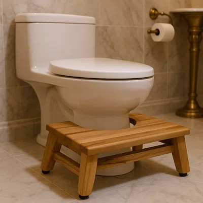 Hivvago 8" Natural Solid Teak Bathroom Toilet Stool In Brown