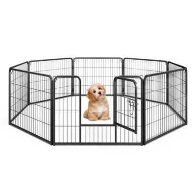 Hivvago 8 Panel Height Pet Fence Indoor Outdoor In Black