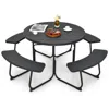 Hivvago 8-person Outdoor Picnic Table And Bench Set With Umbrella Hole-white