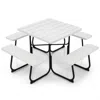 Hivvago 8-person Outdoor Picnic Table With 4 Benches And Umbrella Hole In White