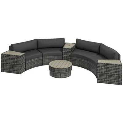 Hivvago 8-piece Outdoor Rattan Furniture Set With Tables And Storage In Black