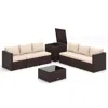 Hivvago 8 Piece Patio Furniture Set With Storage Box And Tempered Glass Coffee Table In Brown
