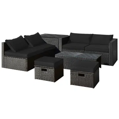 Hivvago 8 Pieces Patio Furniture Set With Storage Box And Waterproof Cover In Gray
