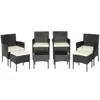 Hivvago 8 Pieces Patio Wicker Conversation Set With 2 Coffee Tables And 2 Ottomans