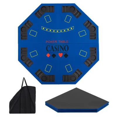 Hivvago 8-player Foldable Poker Table Top With Carrying Bag In Blue