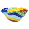 Hivvago 8" Rainbow Murano Glass Wavy Serving Bowl In Multi