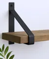 Hivvago 8" Set Of Two Black Metal Wall Mounted Shelf Brackets In Black