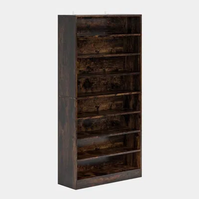 Hivvago 8-shelf Shoe Rack For Closet Storage Shelving Unit In Rustic Brown Wood Finish In Black