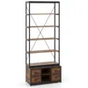 Hivvago 8-tier Bookshelf With 4 Fabric Drawers And Heavy-duty Metal Frame-coffee