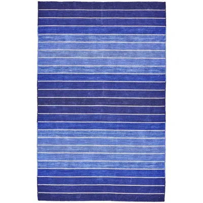 Hivvago 8' X 11' Striped Hand-tufted Wool/cotton Blue Area Rug