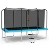 Hivvago 8 X 14 Feet Rectangular Recreational Trampoline With Safety Enclosure Net And Ladder-blue In Gray