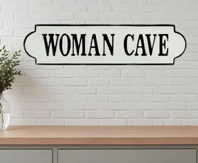 Hivvago 8" X 32" White And Black Woman Cave Metal Wall Decor