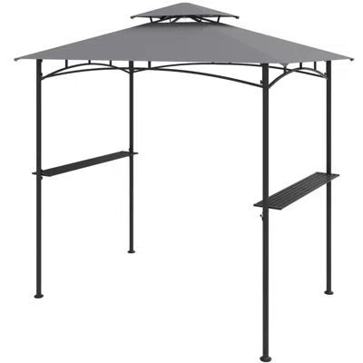 Hivvago 8 X 5 Feet Grill Gazebo With 2 Shelves 6 Hooks And Metal Frame-gray